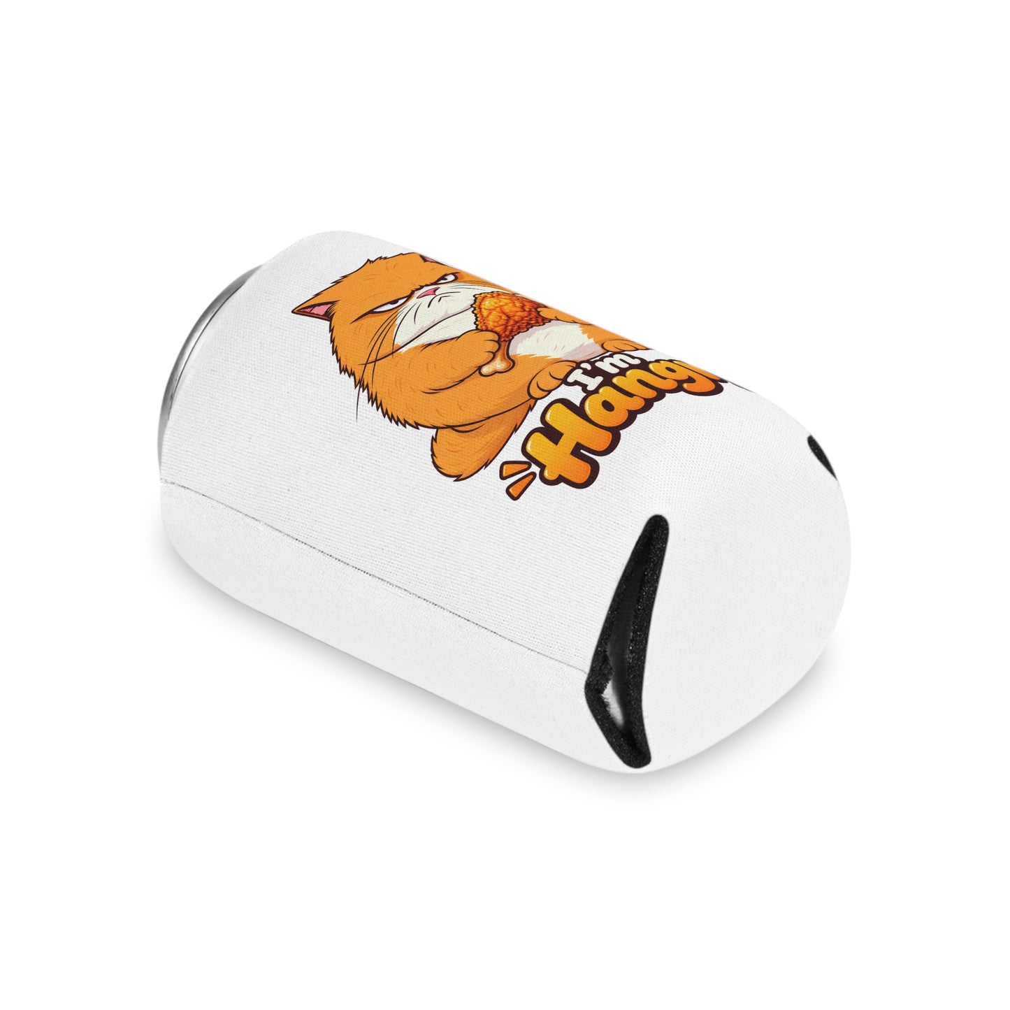Can Cooler - 'I'm Hangry' Grumpy Cat Eating Chicken Insulated Koozie