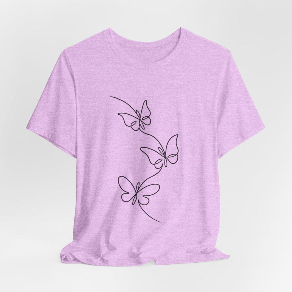 Butterfly Line Art Tee — Minimal Floral Butterfly T-Shirt