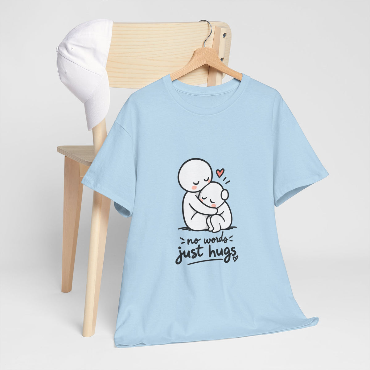 T-Shirt — "No Words, Just Hugs" Cute Hugging Couple Graphic Tee