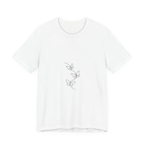 Butterfly Line Art Tee — Minimalist Three-Butterfly Graphic T-Shirt