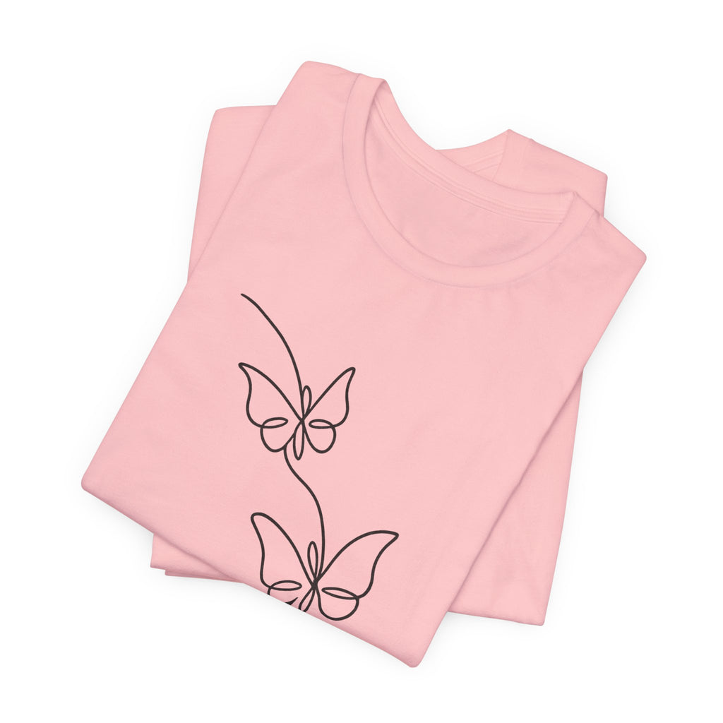 Butterfly Line Art Tee — Minimal Floral Butterfly T-Shirt