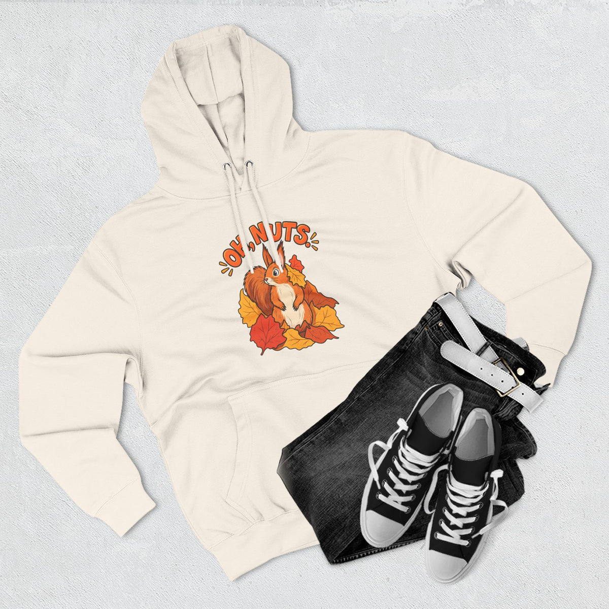 Autumn Squirrel Hoodie – “Oh Nuts” Fall Graphic Pullover