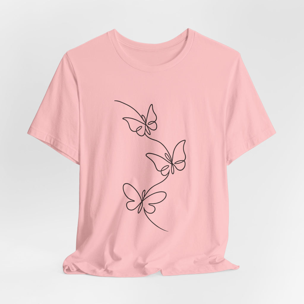 Butterfly Line Art Tee — Minimal Floral Butterfly T-Shirt