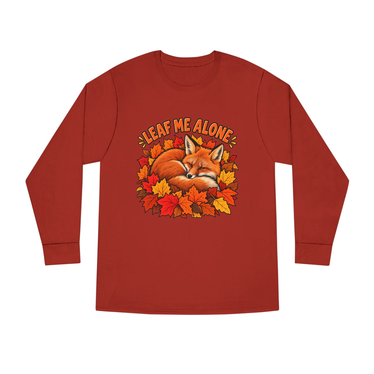 Cute Fox "Leaf Me Alone" Long Sleeve Tee — Autumn Leaves Cozy Shirt