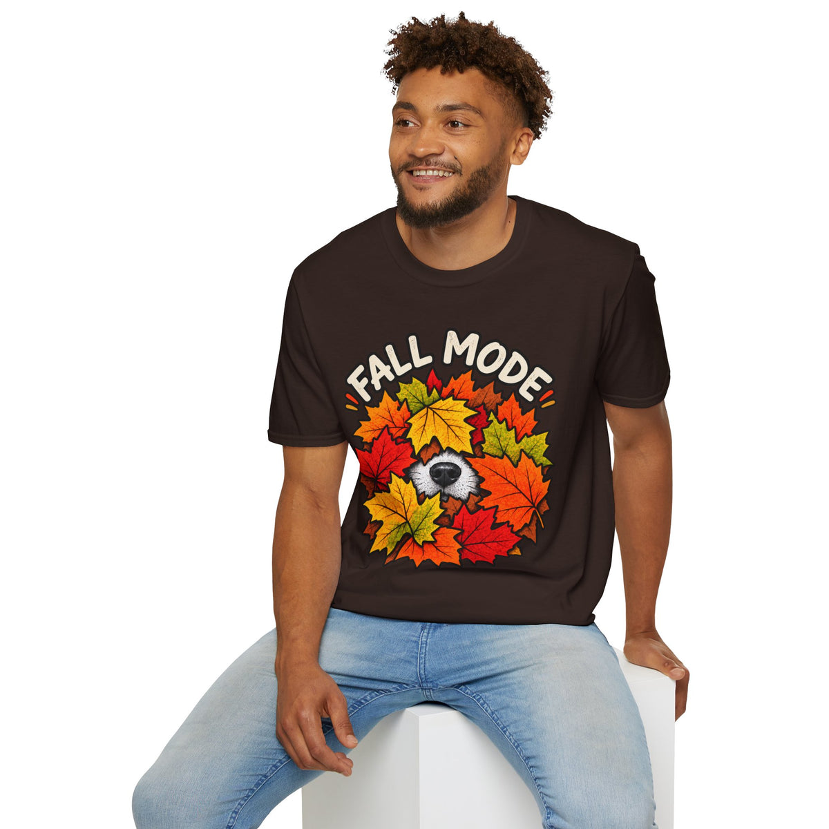 Fall Mode T-Shirt — Cute Bear Hidden in Autumn Leaves