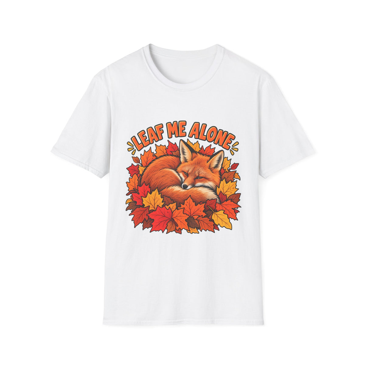 T-Shirt — "Leaf Me Alone" Sleeping Fox Autumn Tee
