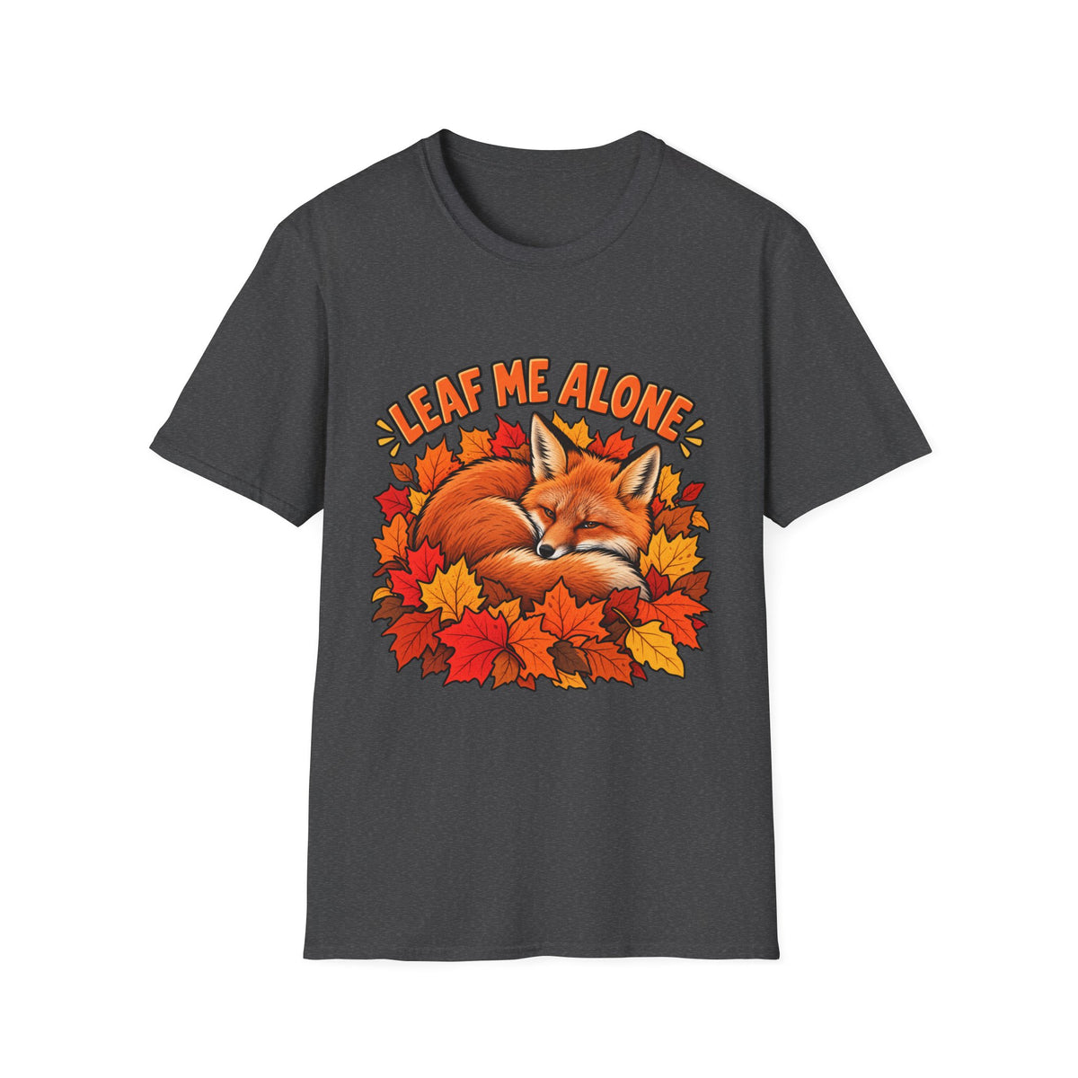 T-Shirt — "Leaf Me Alone" Sleeping Fox Autumn Tee