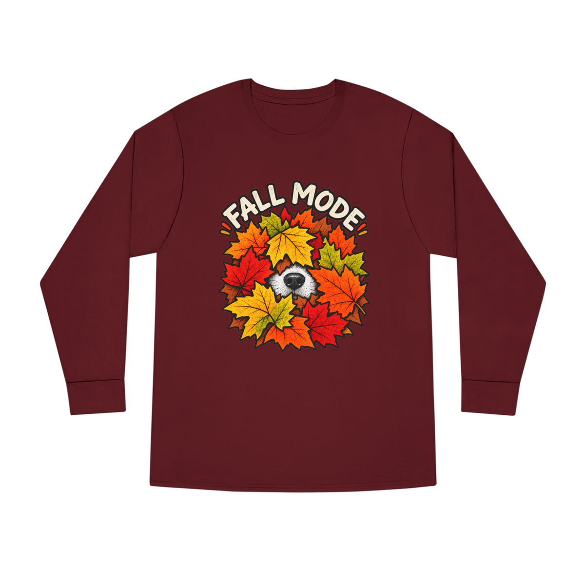 Fall Mode Long Sleeve Tee — Cute Sloth Hidden in Autumn Leaves