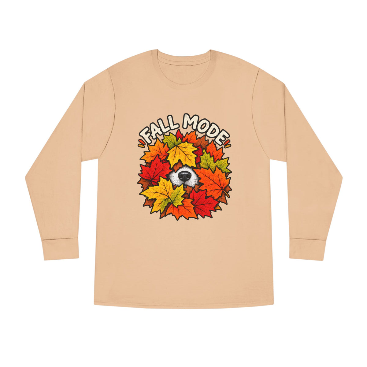 Fall Mode Long Sleeve Tee — Cute Sloth Hidden in Autumn Leaves