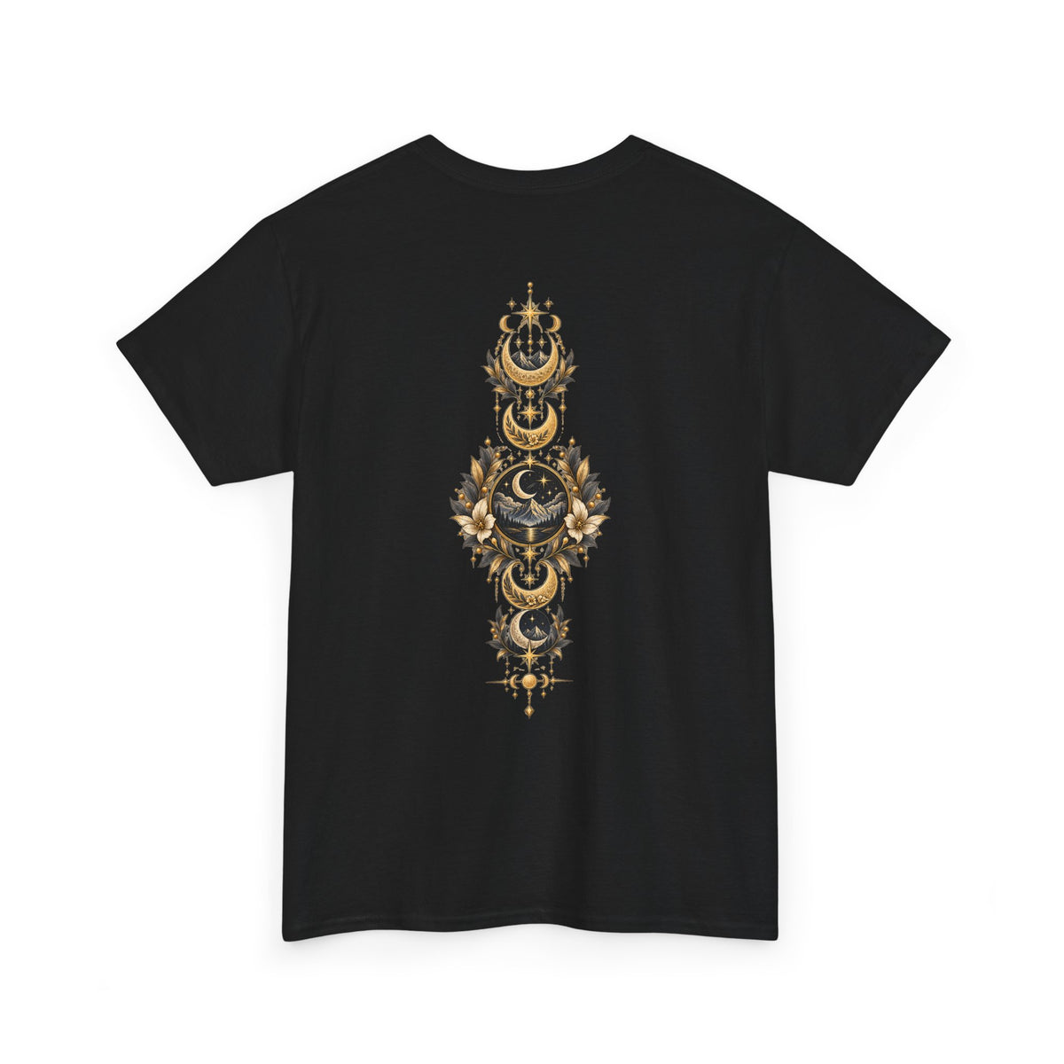 Lunaris Crescent Moon Mountain T‑Shirt — Vintage Celestial Graphic Tee