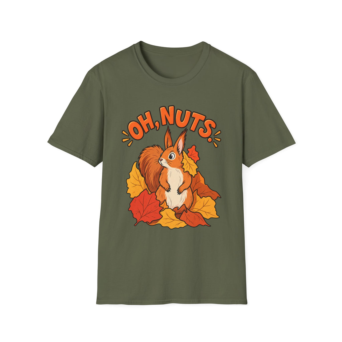 Oh, Nuts! Squirrel Tee — Cute Autumn Leaves Graphic T-Shirt