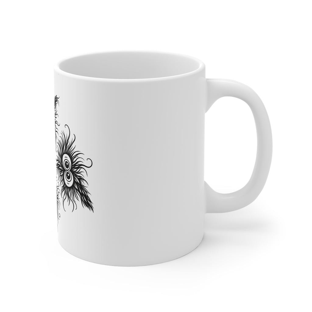 Mug — Quirky Fuzzy Monster Eyes 11oz Ceramic Coffee Cup