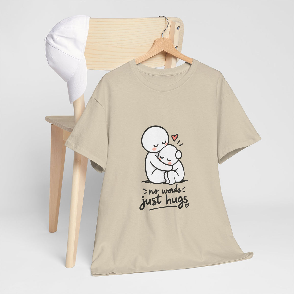 T-Shirt — "No Words, Just Hugs" Cute Hugging Couple Graphic Tee