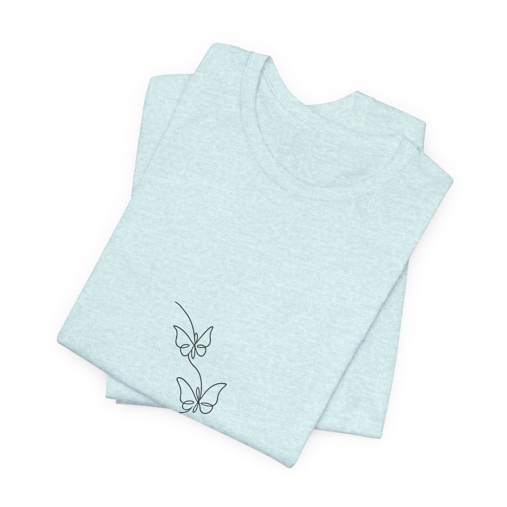 Butterfly Line Art Tee — Minimalist Three-Butterfly Graphic T-Shirt