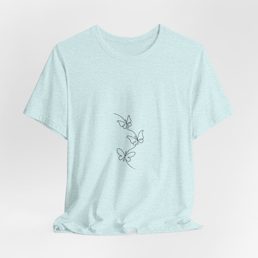 Butterfly Line Art Tee — Minimalist Three-Butterfly Graphic T-Shirt