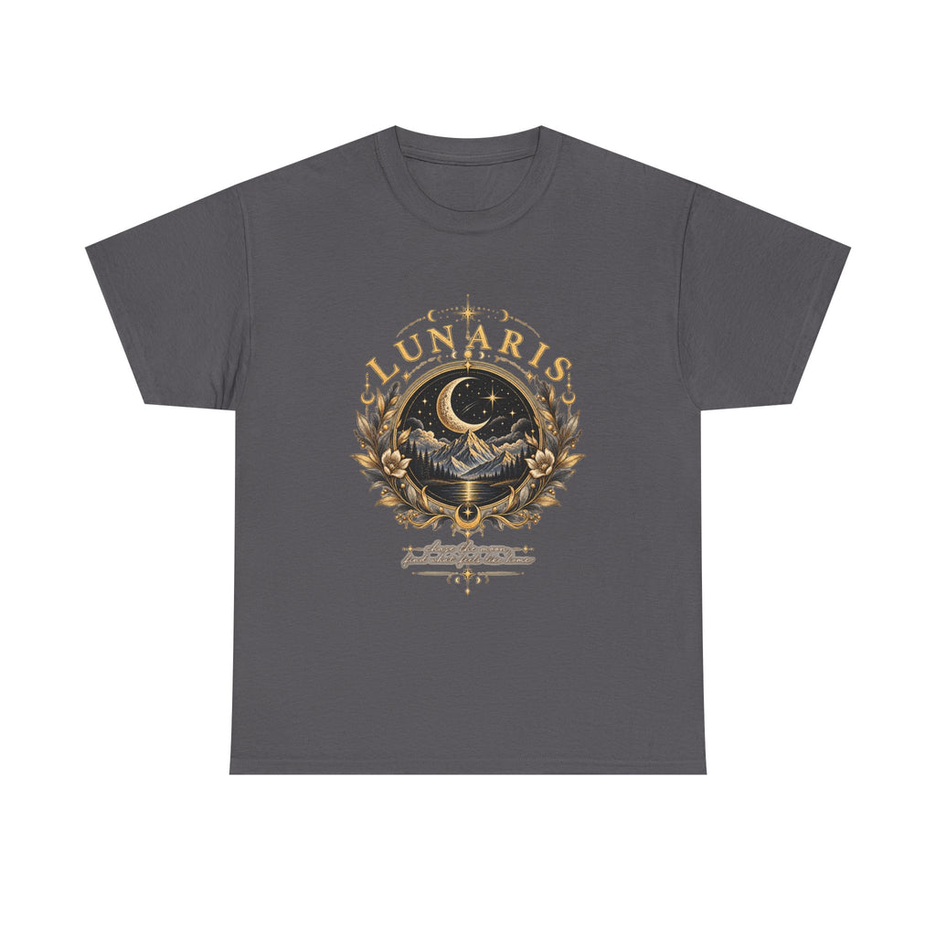 Lunaris Crescent Moon Mountain T‑Shirt — Vintage Celestial Graphic Tee