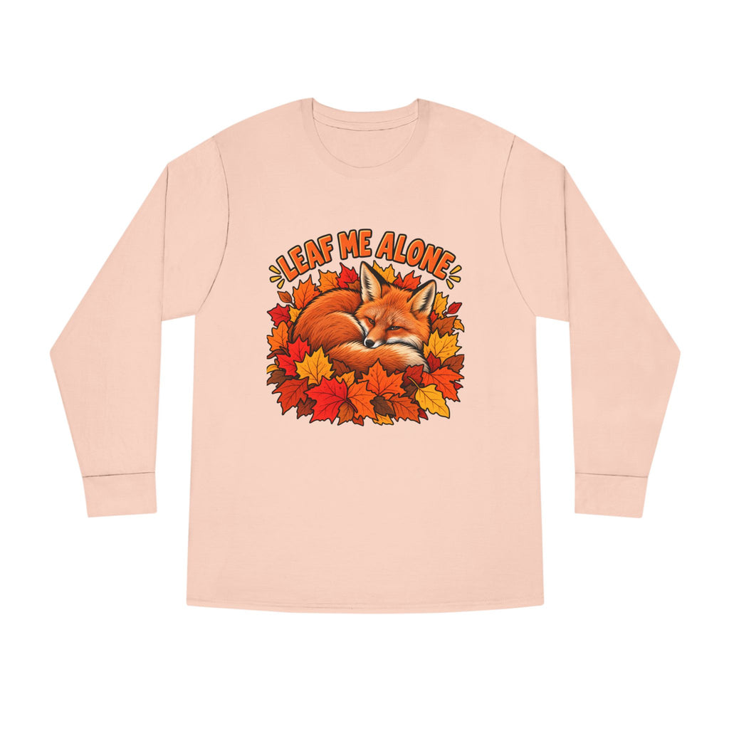 Cute Fox "Leaf Me Alone" Long Sleeve Tee — Autumn Leaves Cozy Shirt