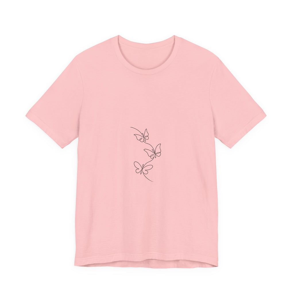 Butterfly Line Art Tee — Minimalist Three-Butterfly Graphic T-Shirt