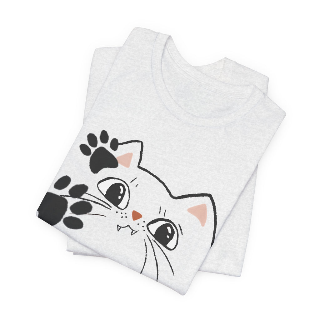 Cute Cat Paw Heart T-Shirt — Whimsical Kitty Face Tee for Cat Lovers