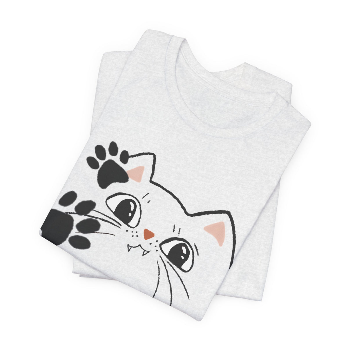 Cute Cat Paw Heart T-Shirt — Whimsical Kitty Face Tee for Cat Lovers