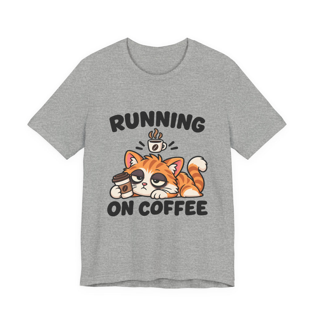 Running on Coffee Cat T-Shirt — Cute Lazy Cat Coffee Tee