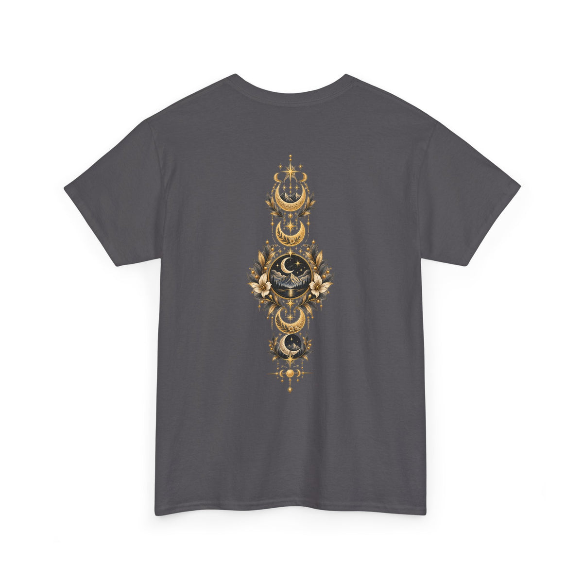 Lunaris Crescent Moon Mountain T‑Shirt — Vintage Celestial Graphic Tee