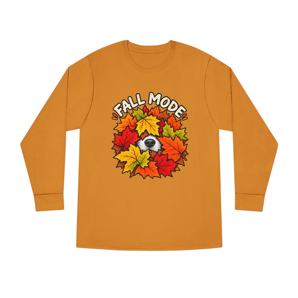 Fall Mode Long Sleeve Tee — Cute Sloth Hidden in Autumn Leaves