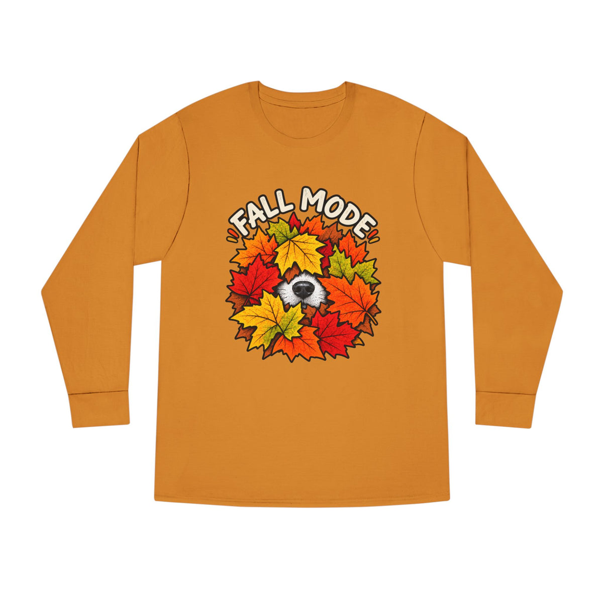 Fall Mode Long Sleeve Tee — Cute Sloth Hidden in Autumn Leaves