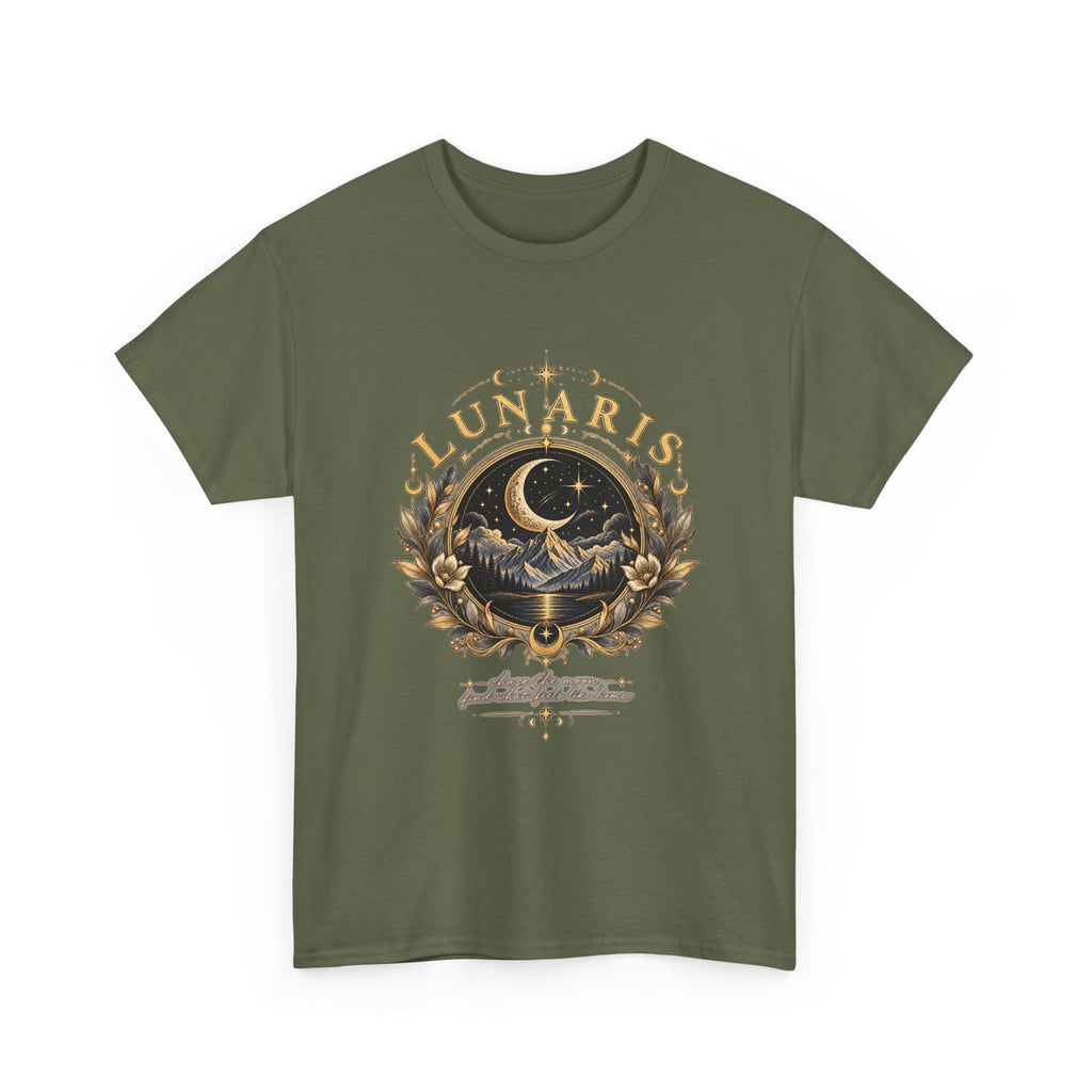 Lunaris Crescent Moon Mountain T‑Shirt — Vintage Celestial Graphic Tee