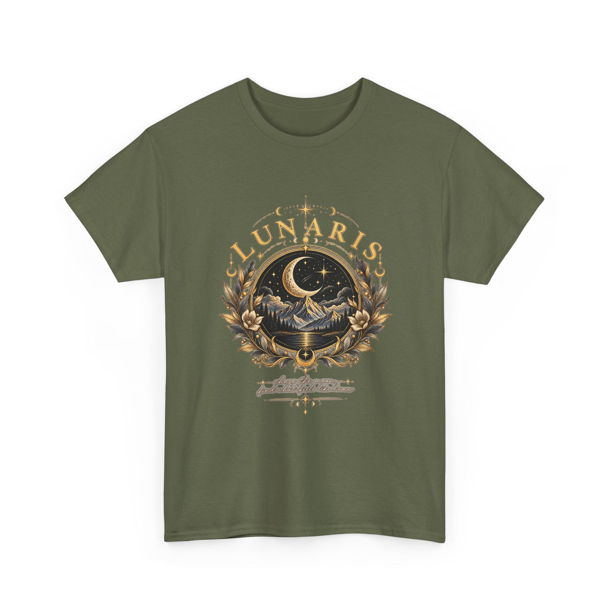 Lunaris Crescent Moon Mountain T‑Shirt — Vintage Celestial Graphic Tee