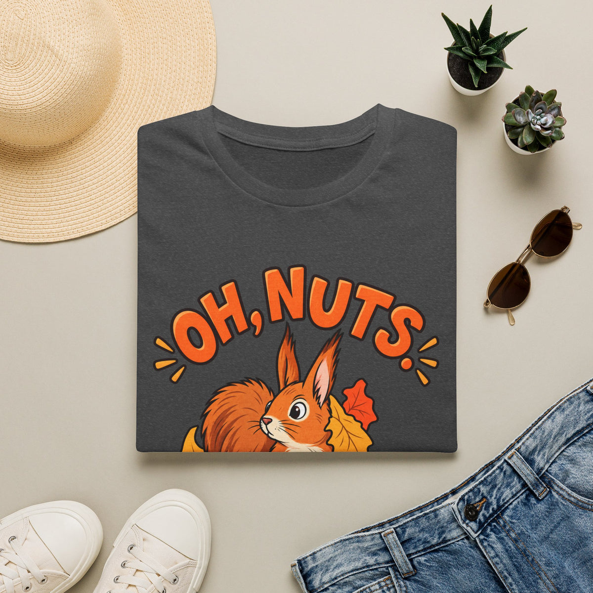 Oh, Nuts! Squirrel Tee — Cute Autumn Leaves Graphic T-Shirt