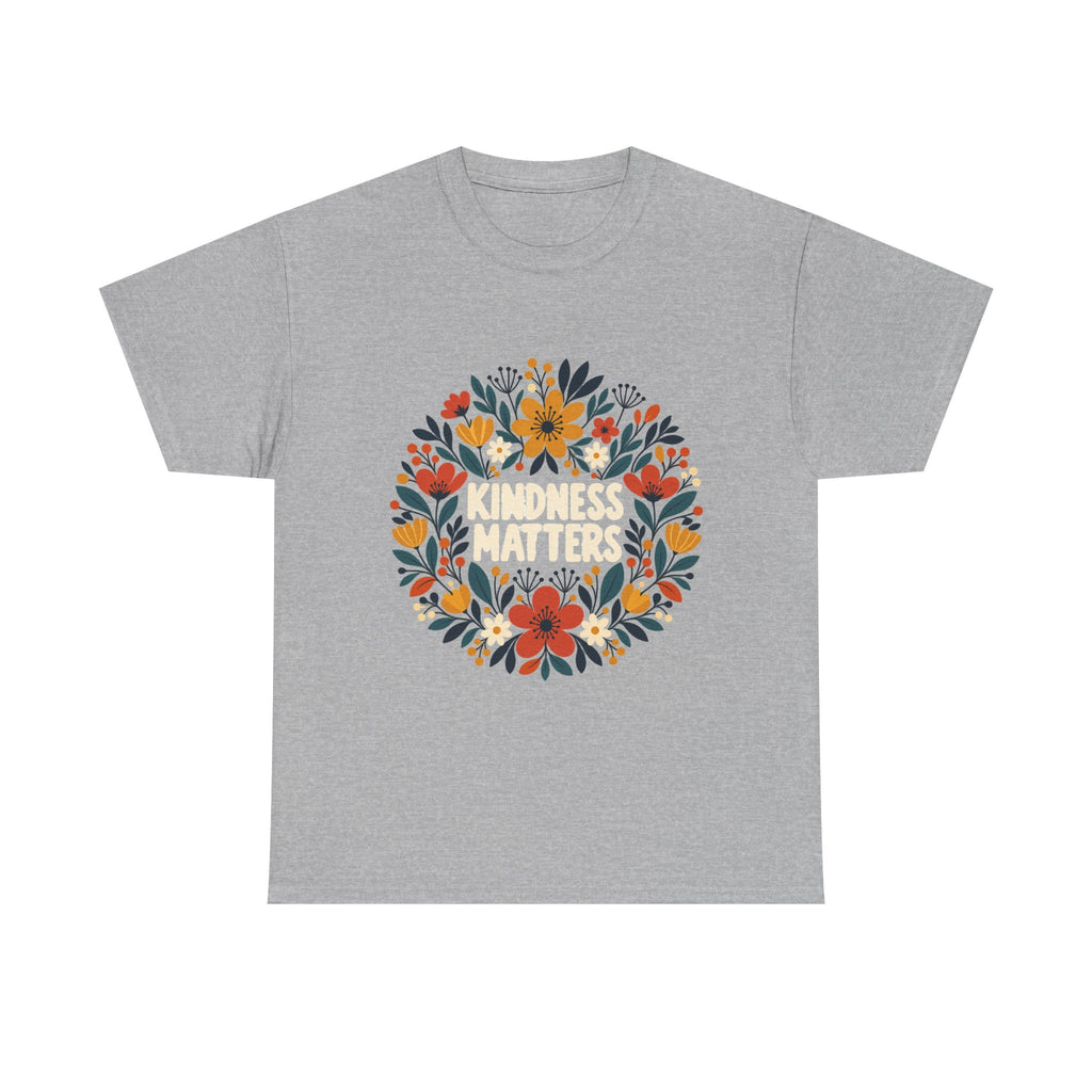 Floral Kindness Tee — 'Kindness Matters' Wreath Cotton T-Shirt
