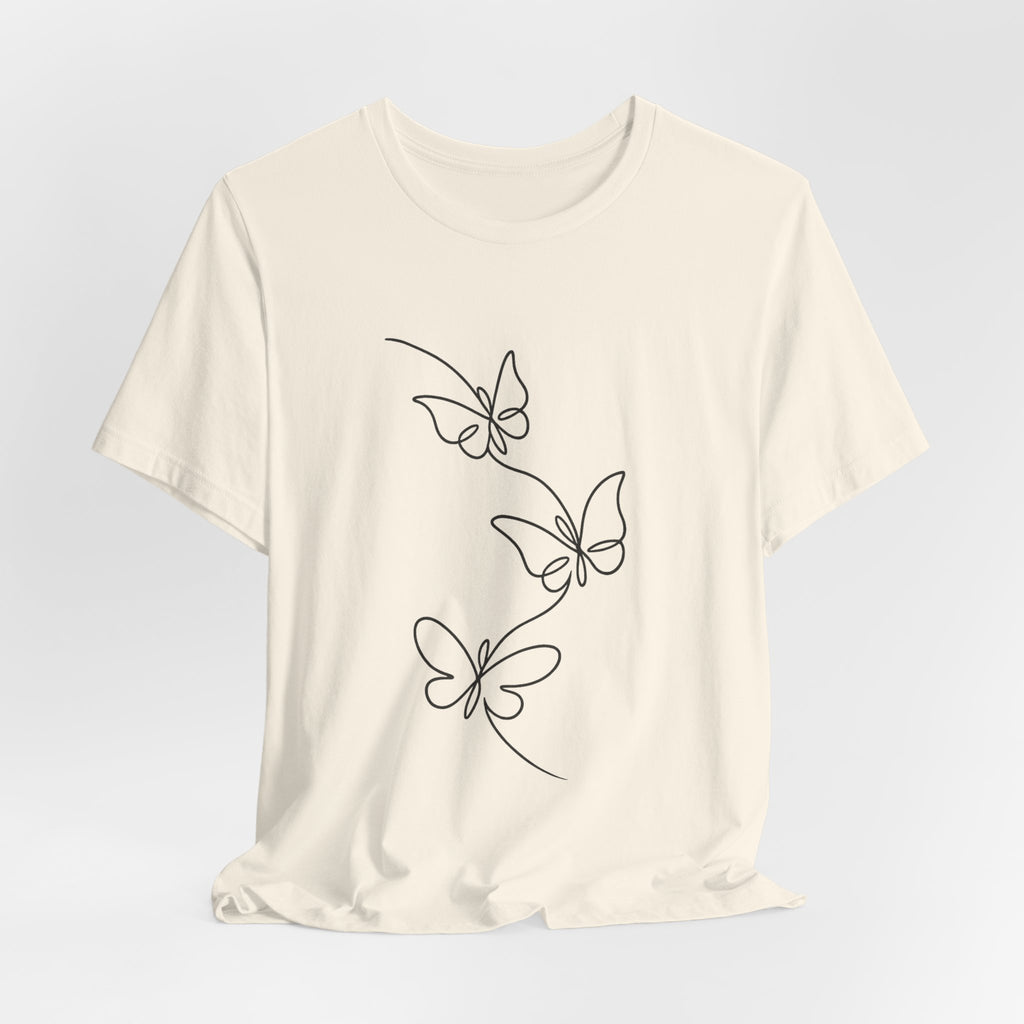 Butterfly Line Art Tee — Minimal Floral Butterfly T-Shirt