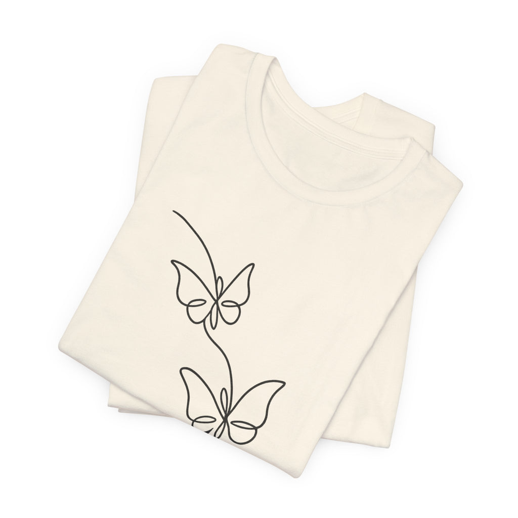 Butterfly Line Art Tee — Minimal Floral Butterfly T-Shirt