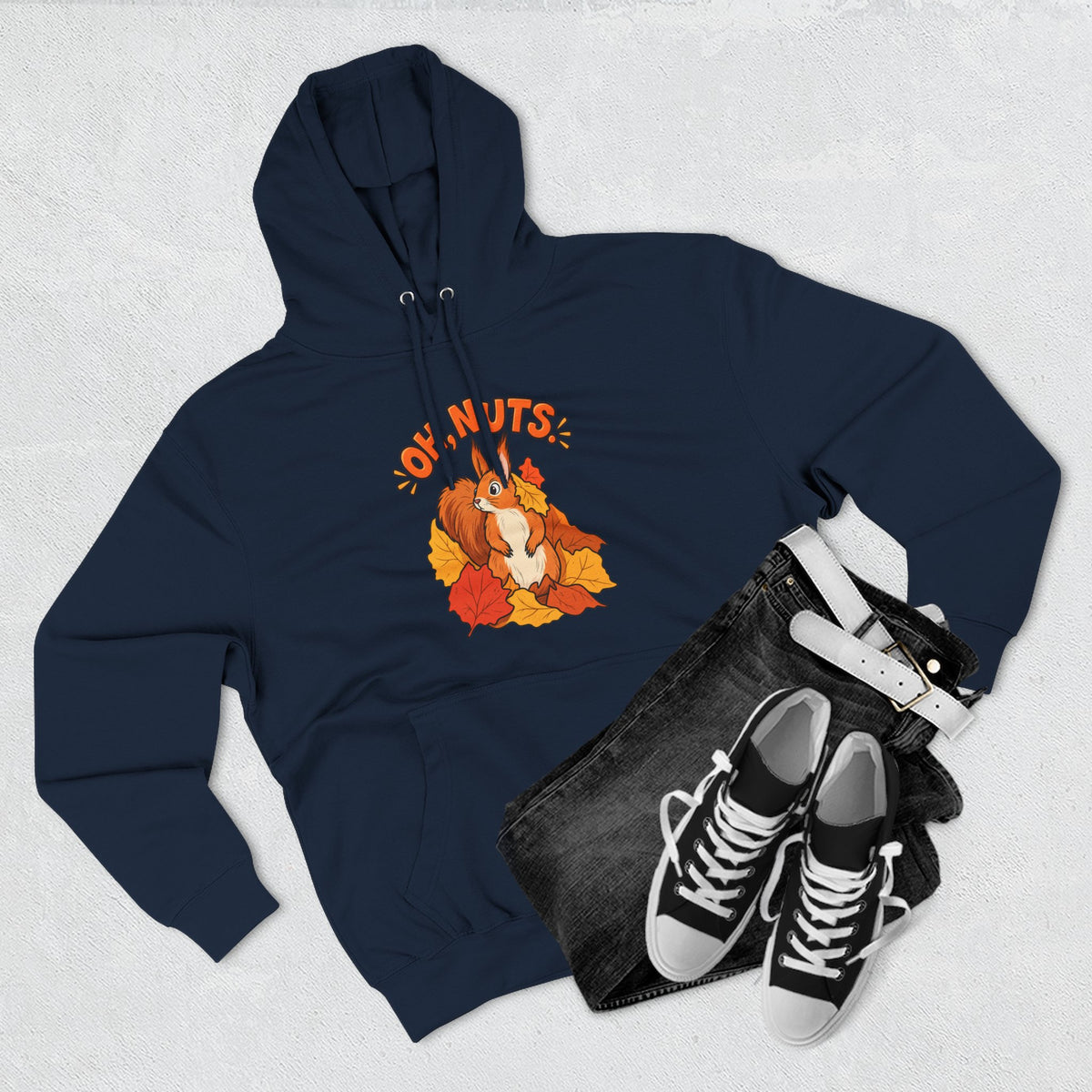Autumn Squirrel Hoodie – “Oh Nuts” Fall Graphic Pullover