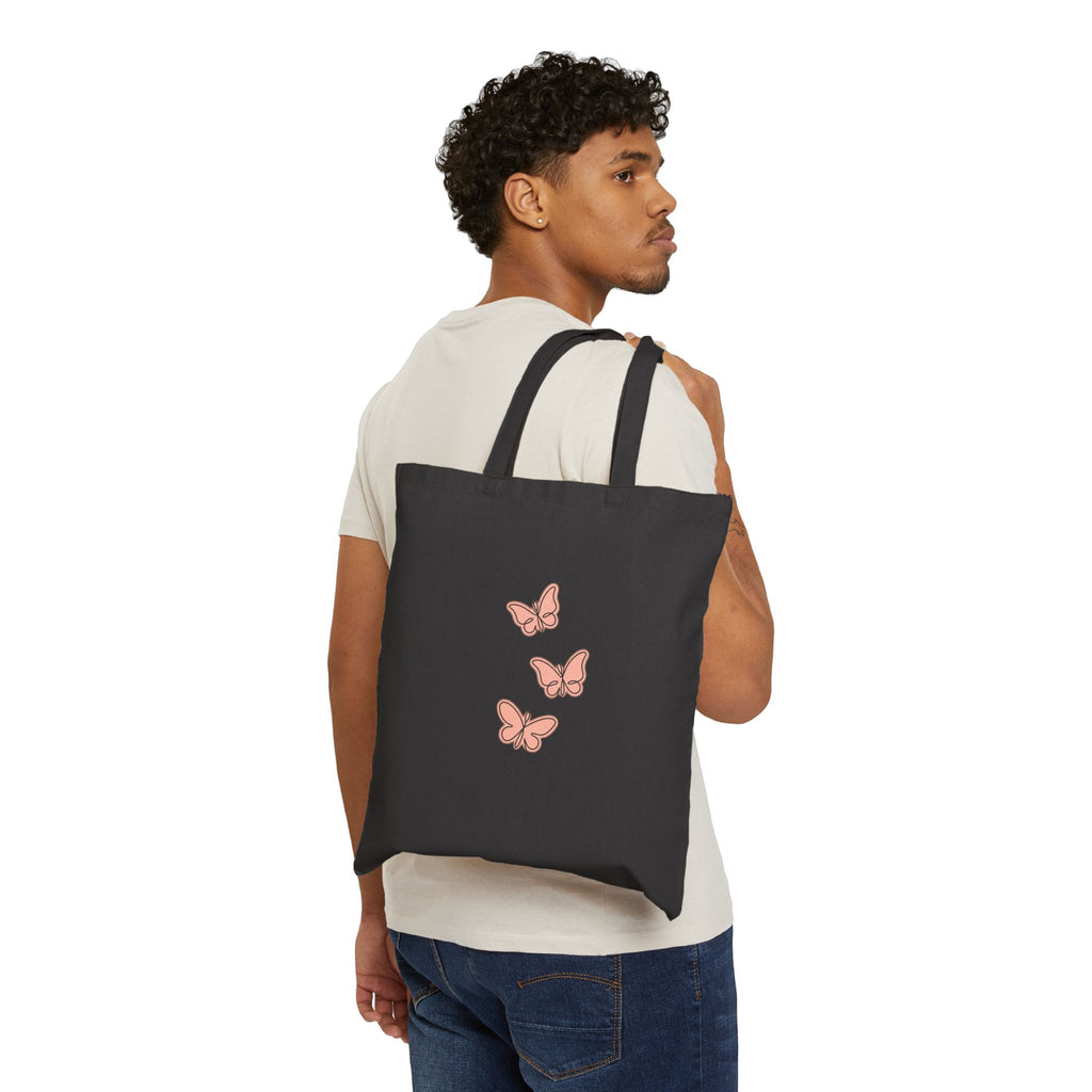 Butterfly Trio Canvas Tote Bag — Cute Peach Butterfly Cotton Market Tote