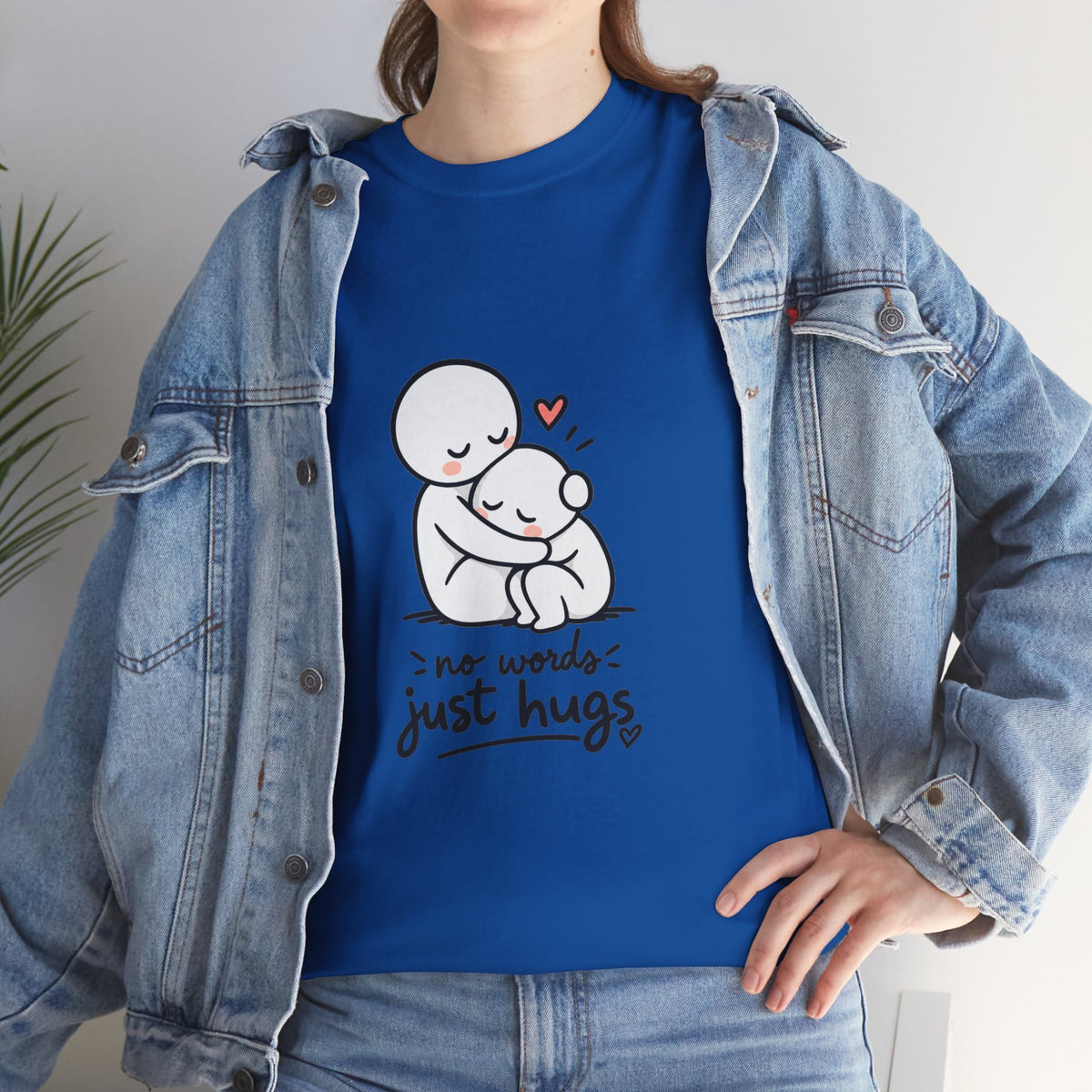 T-Shirt — "No Words, Just Hugs" Cute Hugging Couple Graphic Tee