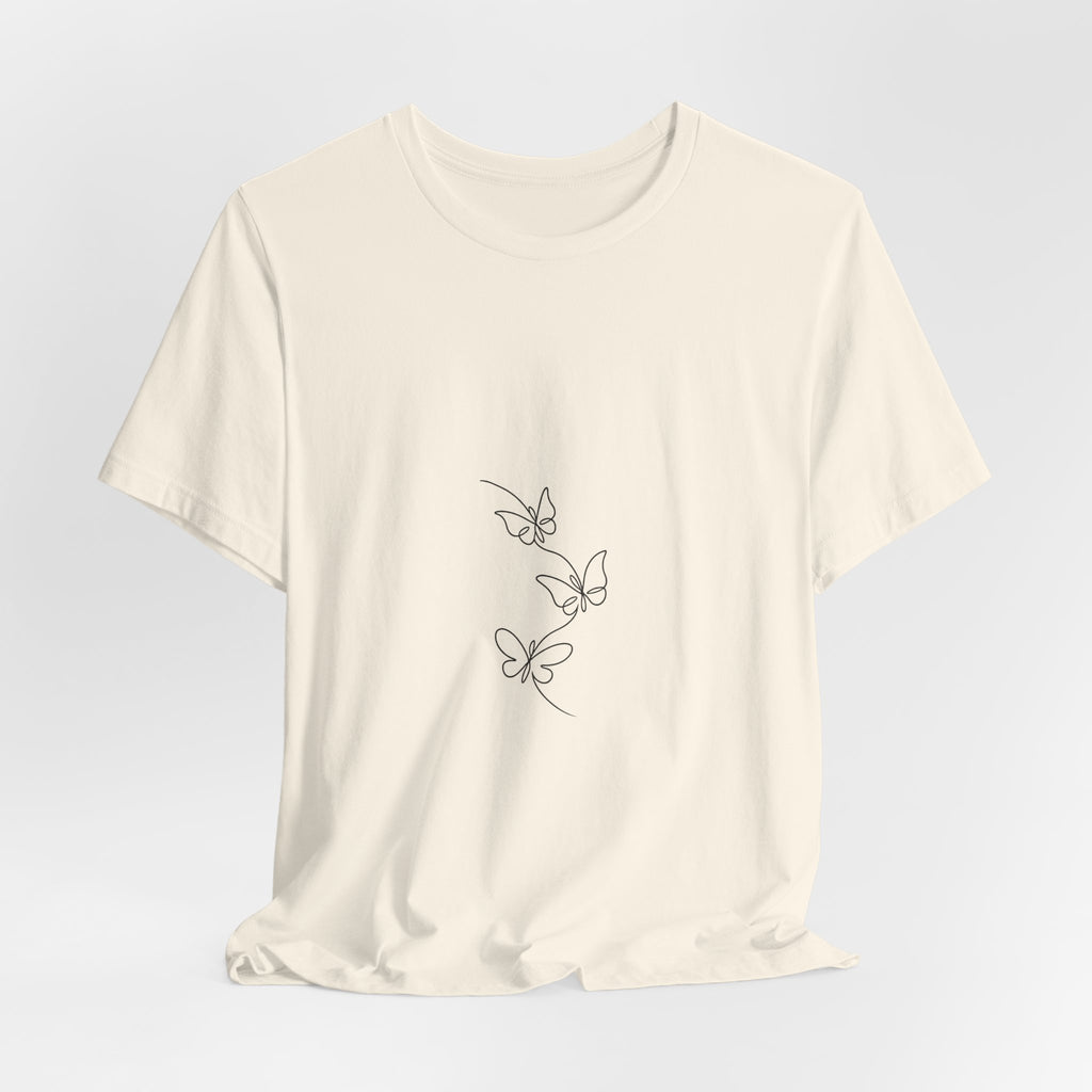 Butterfly Line Art Tee — Minimalist Three-Butterfly Graphic T-Shirt