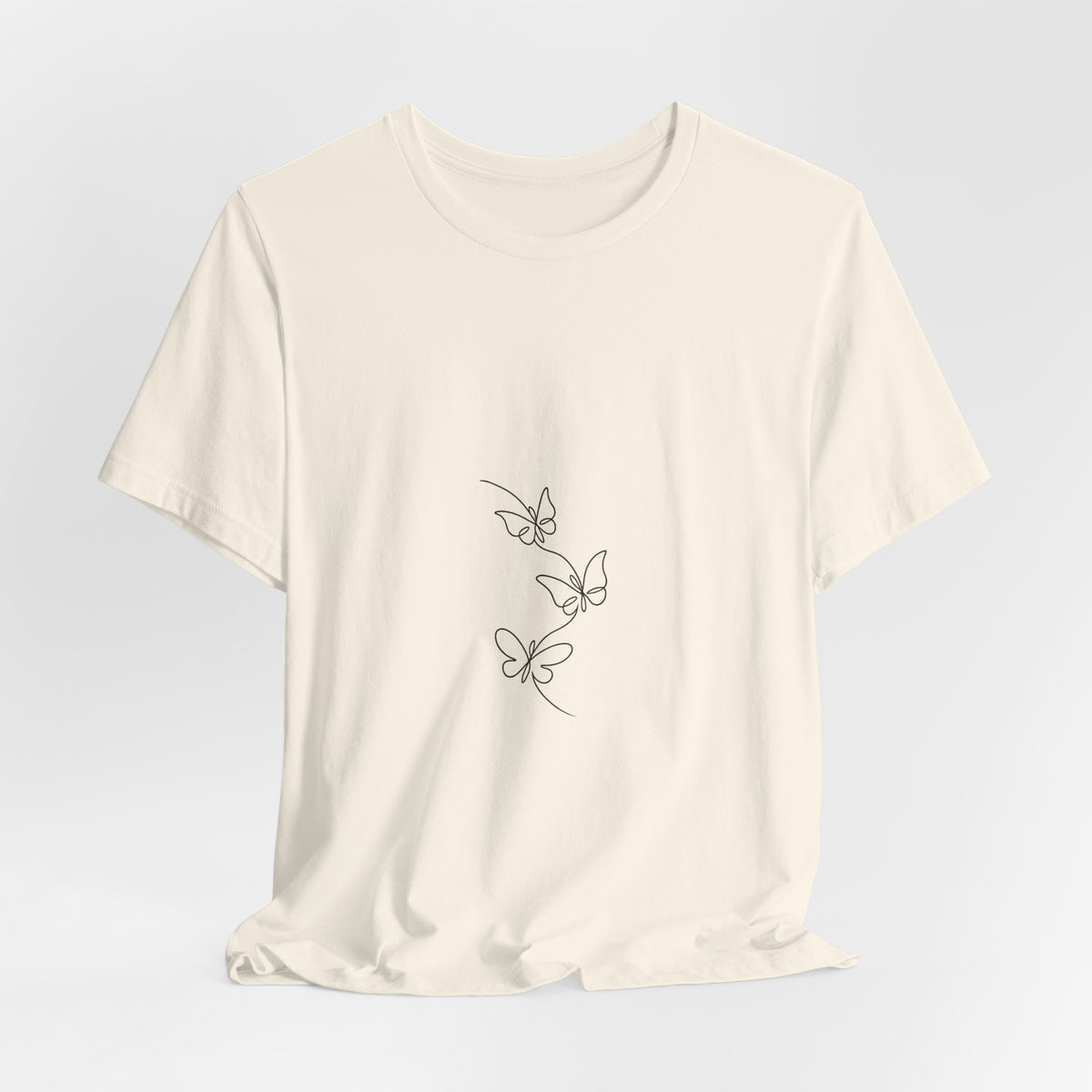 Butterfly Line Art Tee — Minimalist Three-Butterfly Graphic T-Shirt