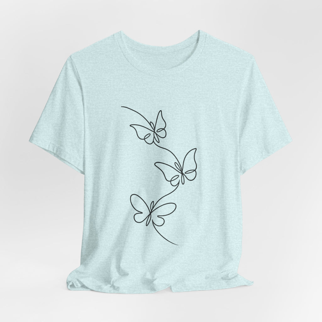 Butterfly Line Art Tee — Minimal Floral Butterfly T-Shirt