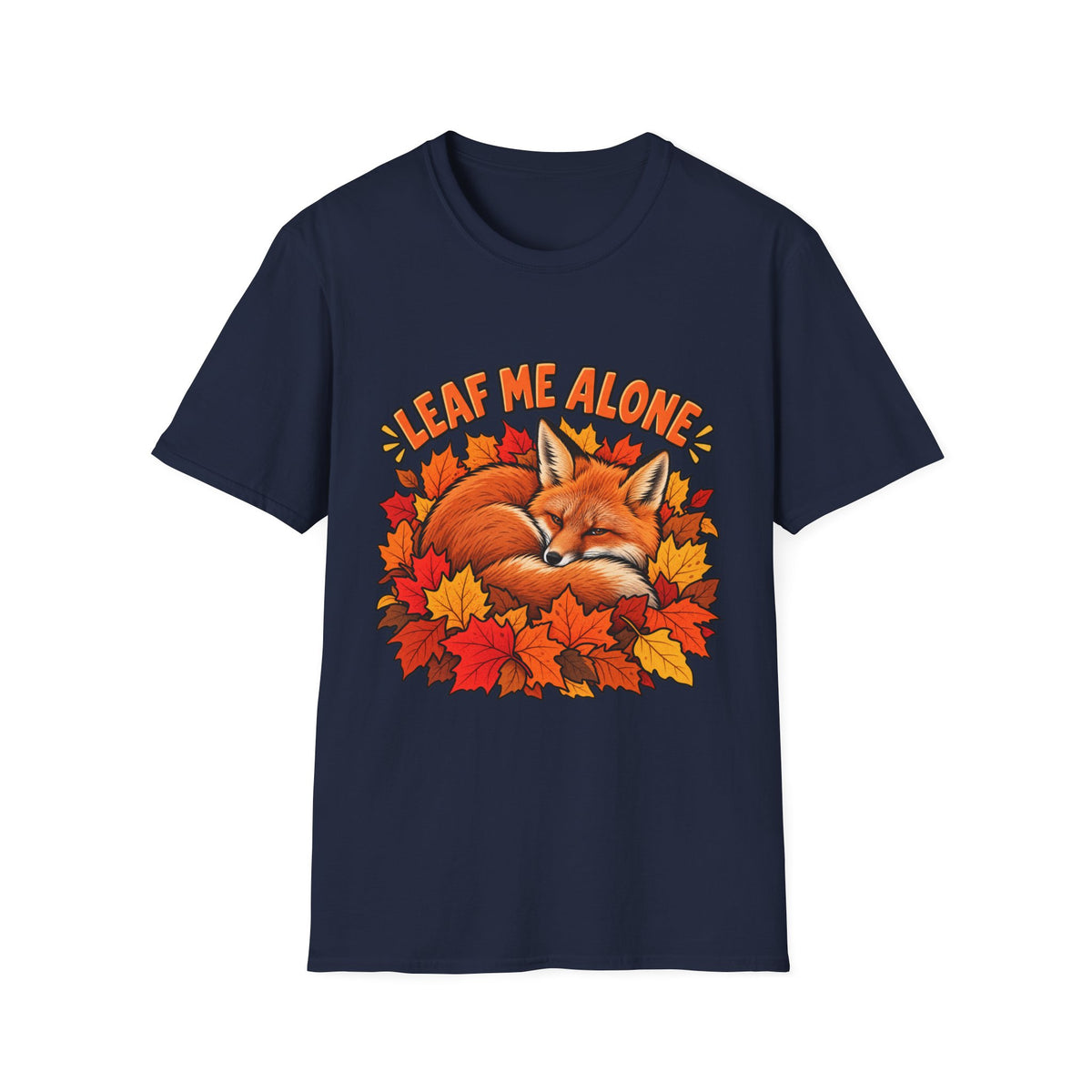 T-Shirt — "Leaf Me Alone" Sleeping Fox Autumn Tee