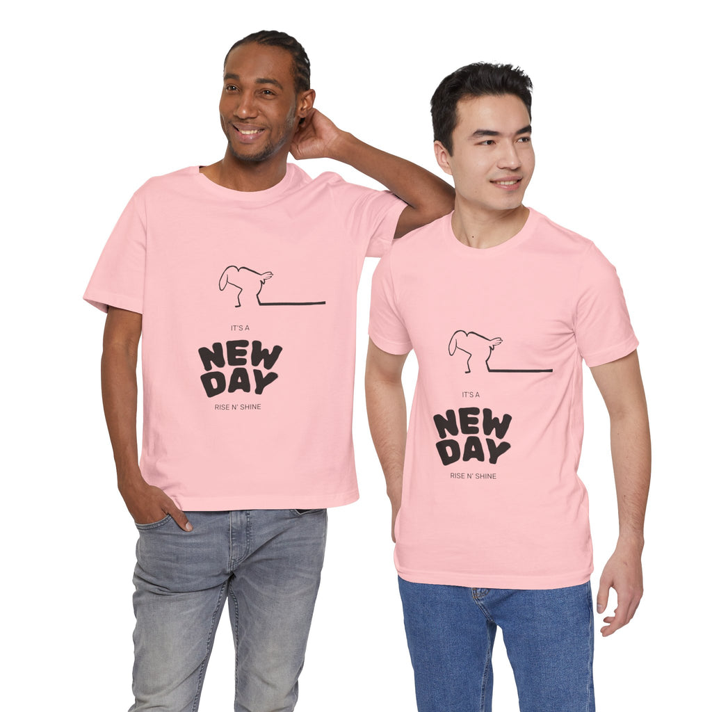 New Day Mr. Line Tee — "It's a New Day" Minimalist Mr. Line Design