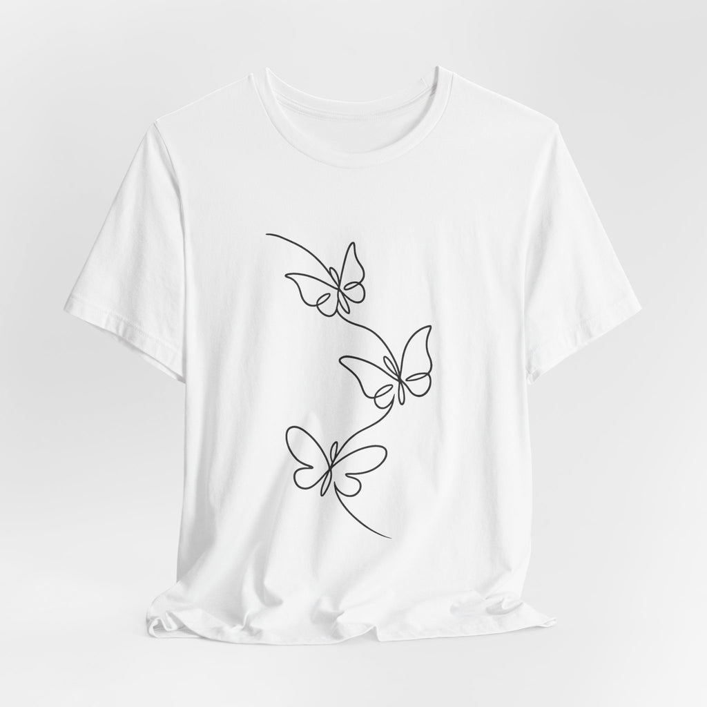 Butterfly Line Art Tee — Minimal Floral Butterfly T-Shirt
