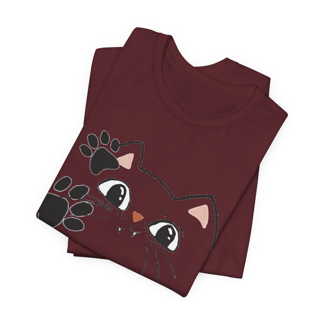 Cute Cat Paw Heart T-Shirt — Whimsical Kitty Face Tee for Cat Lovers