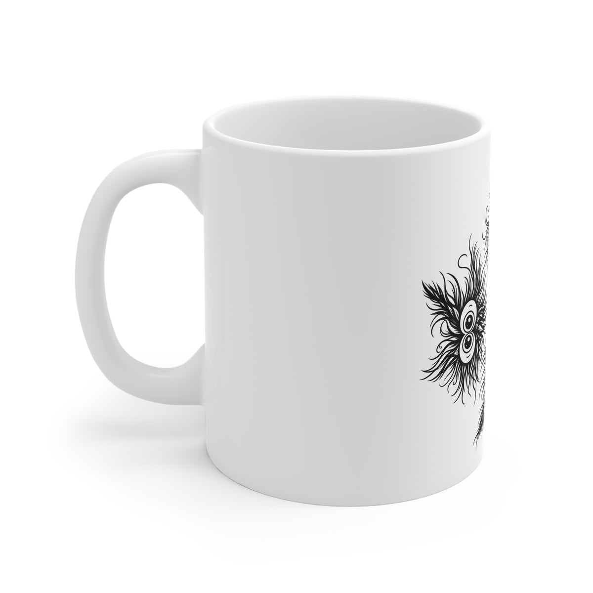 Mug — Quirky Fuzzy Monster Eyes 11oz Ceramic Coffee Cup