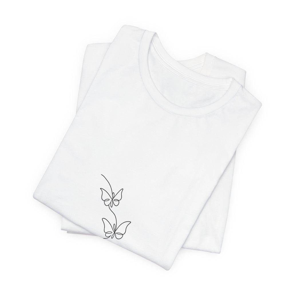 Butterfly Line Art Tee — Minimalist Three-Butterfly Graphic T-Shirt