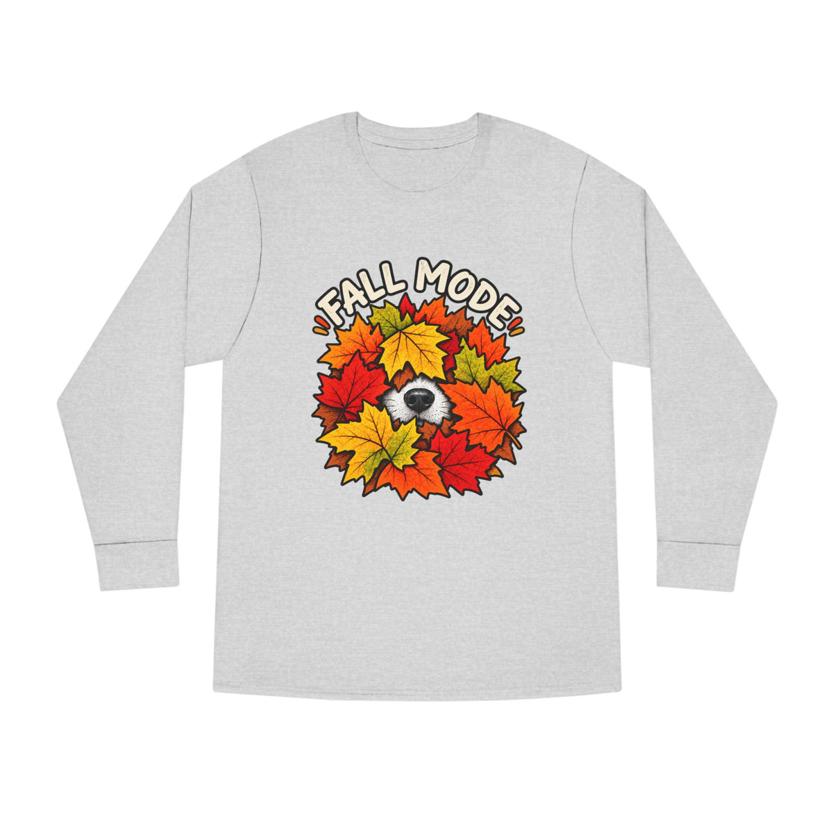 Fall Mode Long Sleeve Tee — Cute Sloth Hidden in Autumn Leaves