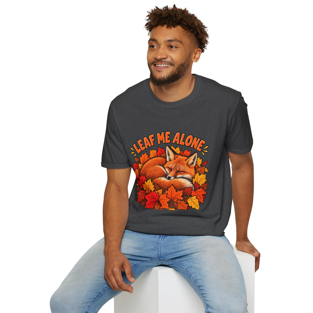T-Shirt — "Leaf Me Alone" Sleeping Fox Autumn Tee
