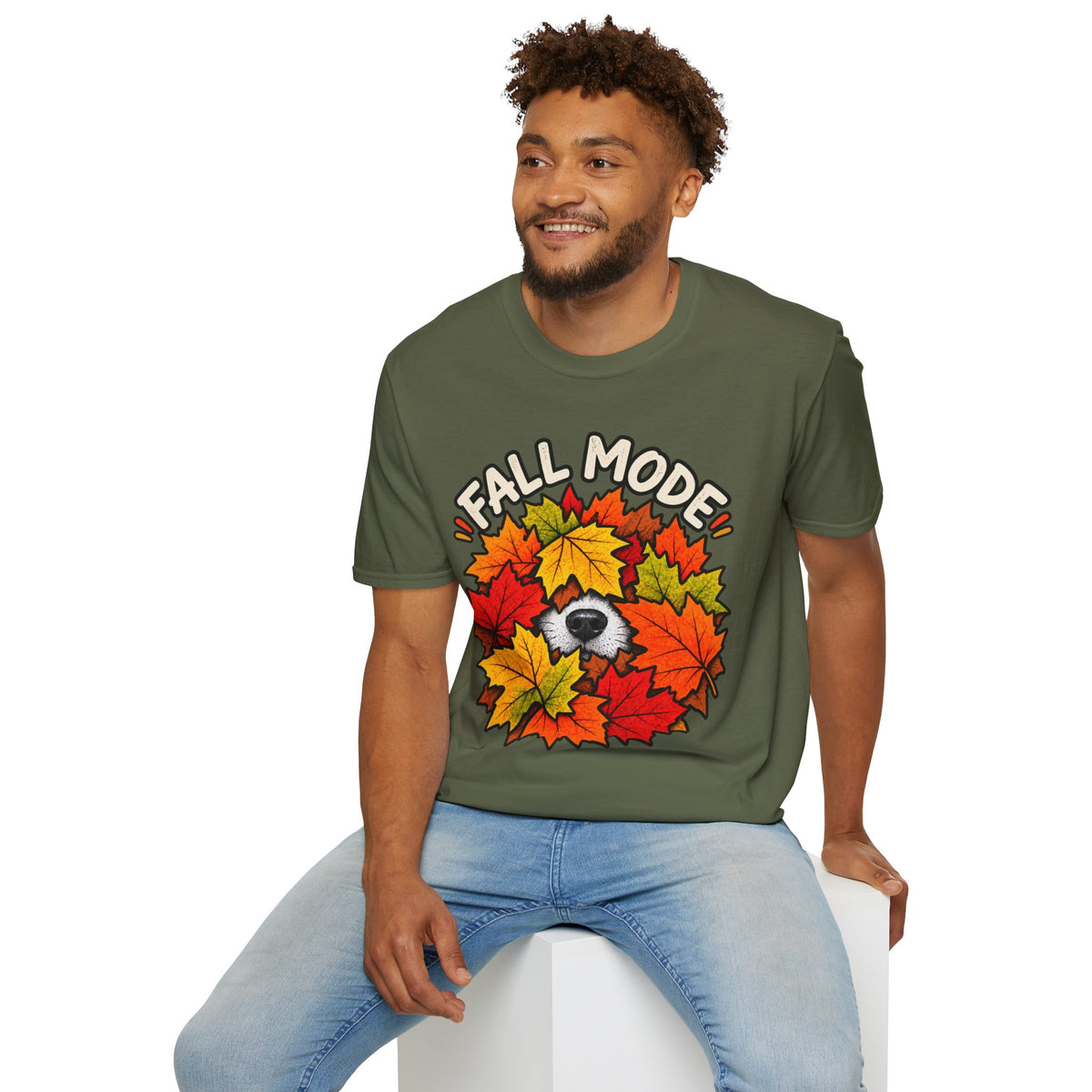 Fall Mode T-Shirt — Cute Bear Hidden in Autumn Leaves