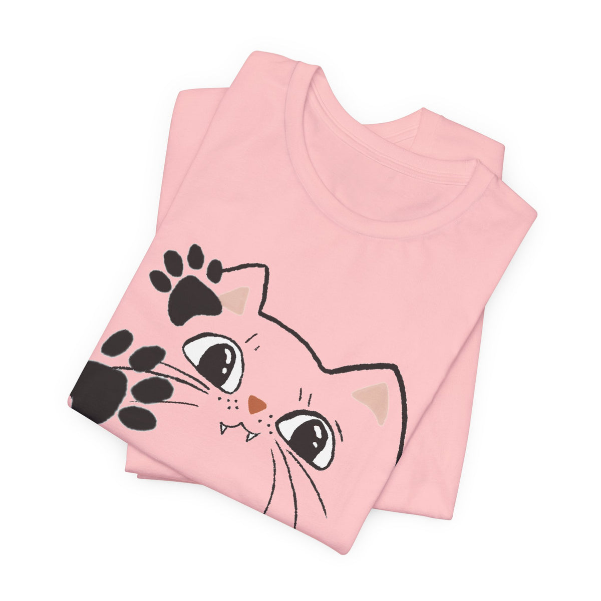 Cute Cat Paw Heart T-Shirt — Whimsical Kitty Face Tee for Cat Lovers